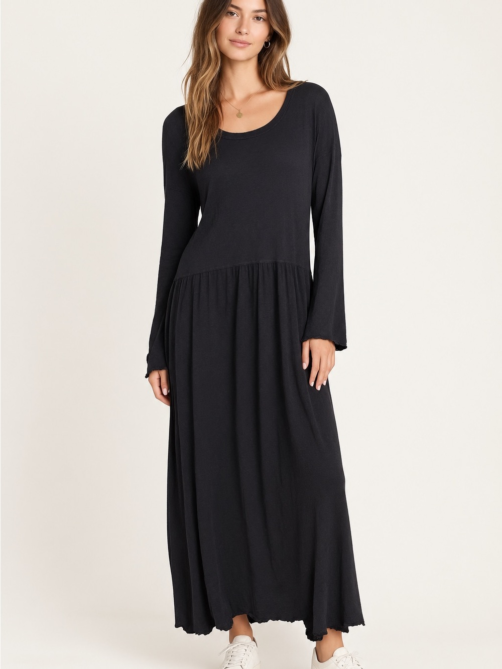 Free People Beach Cameron Oversized Jersey Maxi Dress Black Size XS
